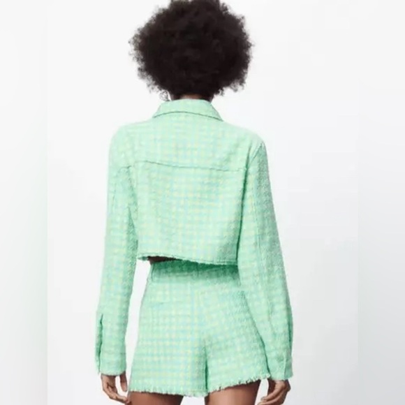 NWT Zara Tweed Herringbone Cropped Jacket - Picture 16 of 16